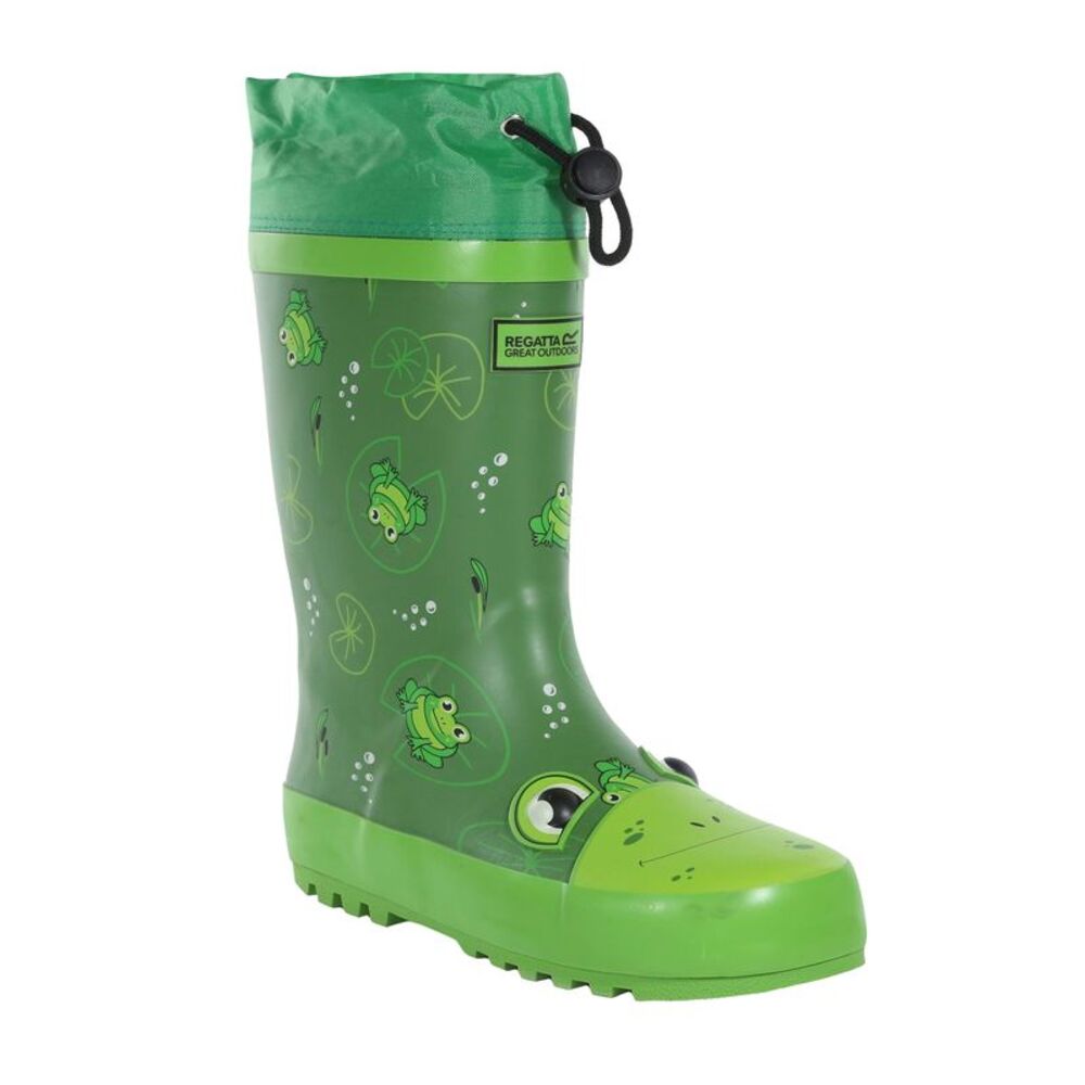 Regatta Childrens/Kids Mudplay Jnr Frog Square Galoshes / Frog Green
